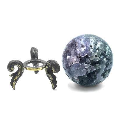Starborn Grape Chalcedony Display Sphere with Brass Stand