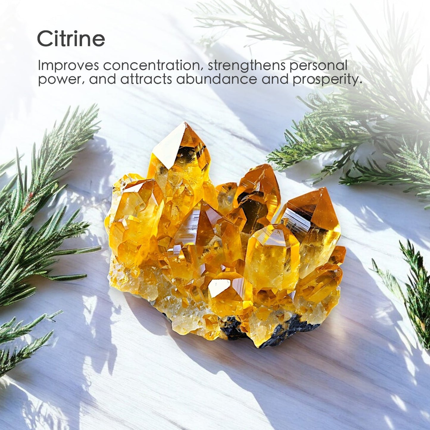 Herbal Tranquility Crystal Candle with Citrine | Coconut-Soy Wax Candle, 9oz