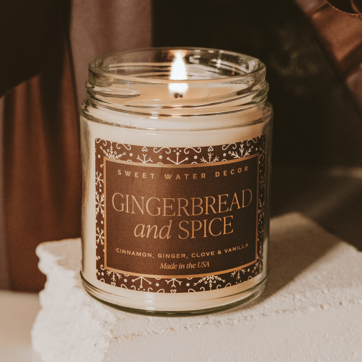 Gingerbread and Spice Soy Candle - Clear Jar - 9 oz Patterned