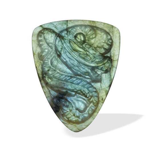 Starborn Labradorite Hand Carved Cabochon Dragon Carving