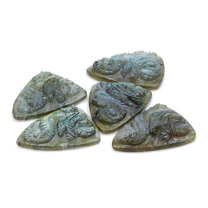 Starborn Labradorite Hand Carved Cabochon Dragon Carving