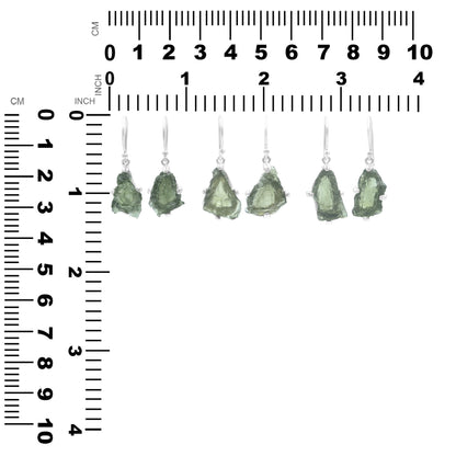 Natural Raw Moldavite Earrings in Sterling Silver