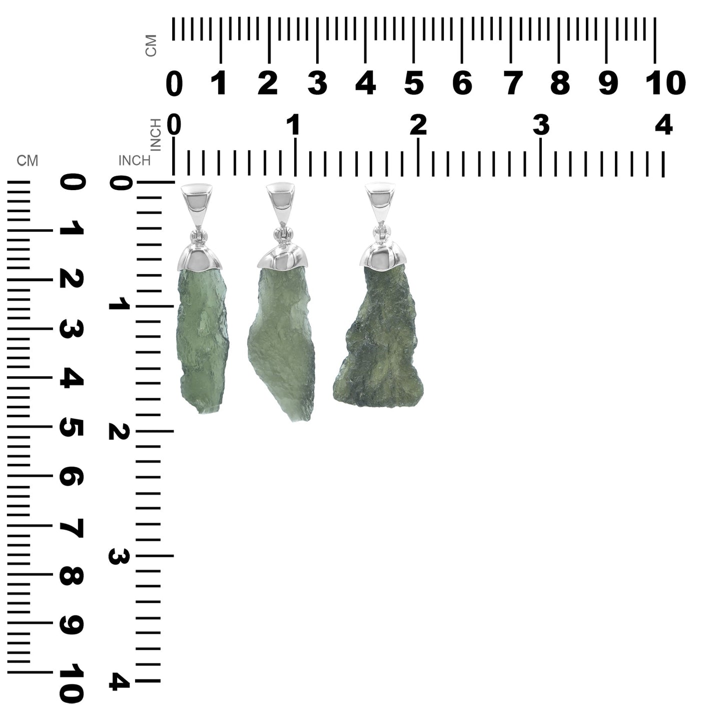 Starborn Rough Moldavite Single Chop Pendant in Sterling Silver
