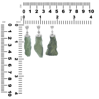 Starborn Rough Moldavite Single Chop Pendant in Sterling Silver