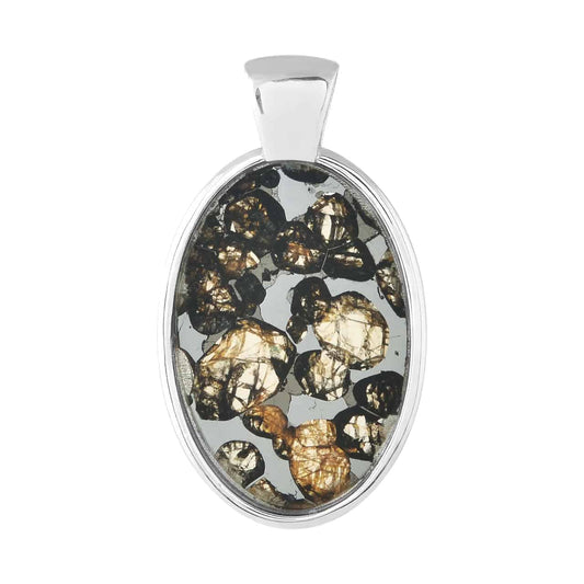 Starborn Sericho Pallasite Meteorite Oval Pendant Sterling Silver