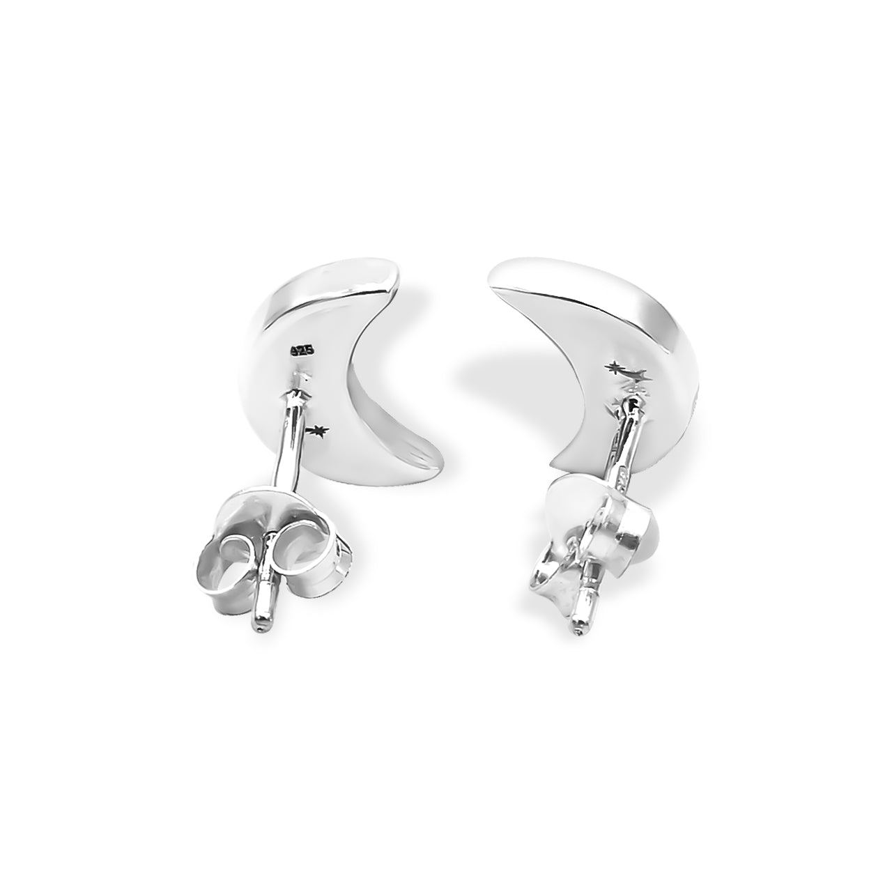 Starborn Mother of Pearl Crescent Moon Post Earrings in Sterling Silver