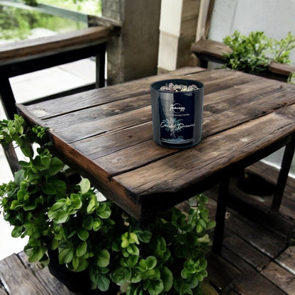 Coastal Dreams Crystal Candle with Garnet, Quartz, & Rose Quartz | Coconut-Soy Wax Candle, 9oz