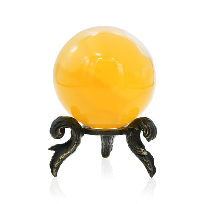 Starborn Orange Calcite Sphere with Brass Decorative Display Stand