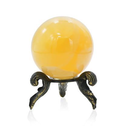 Starborn Orange Calcite Sphere with Brass Decorative Display Stand