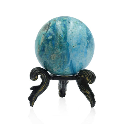 Starborn Peruvian Blue Opal Sphere Display with Brass Stand