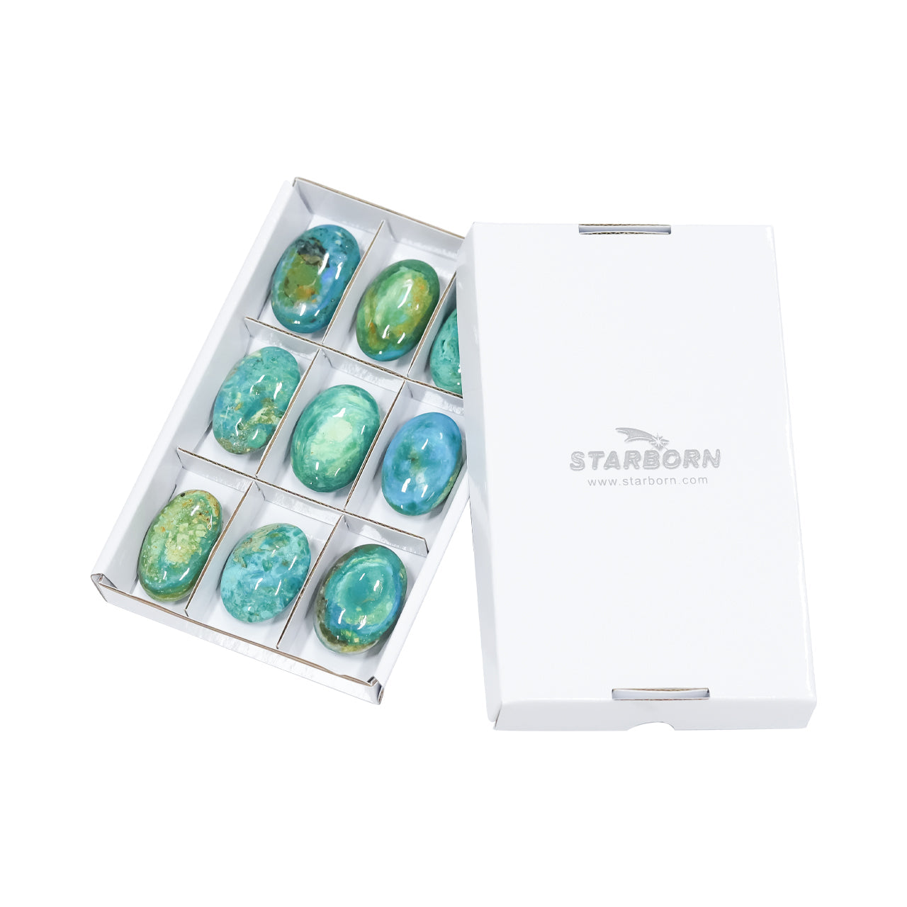 Starborn Peruvian Blue Opal Palm Stones 300 grams - 9 Pieces