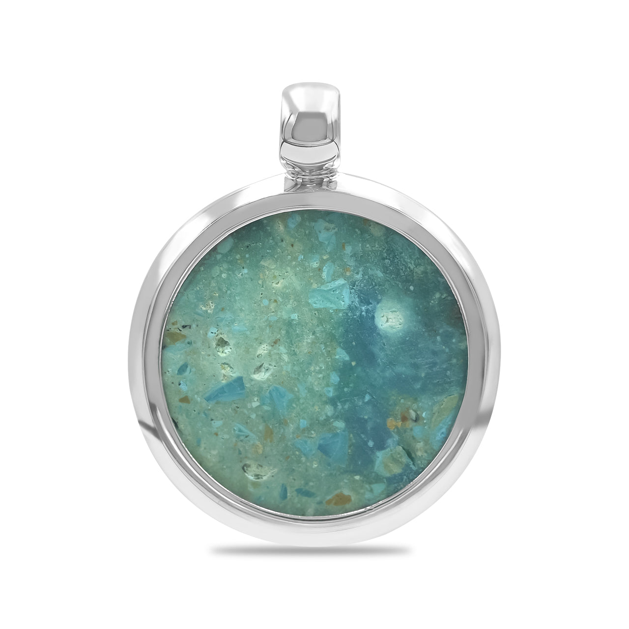 Starborn Peruvian Blue Opal Carved Dragon Medallion Style Pendant in Sterling Silver