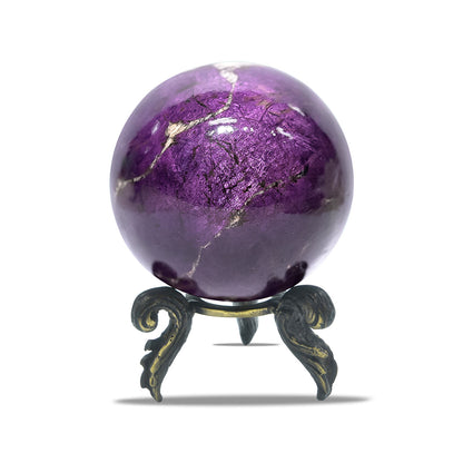 Starborn Purpurite Polished Sphere with Brass Decorative Display Stand