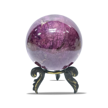 Starborn Purpurite Polished Sphere with Brass Decorative Display Stand