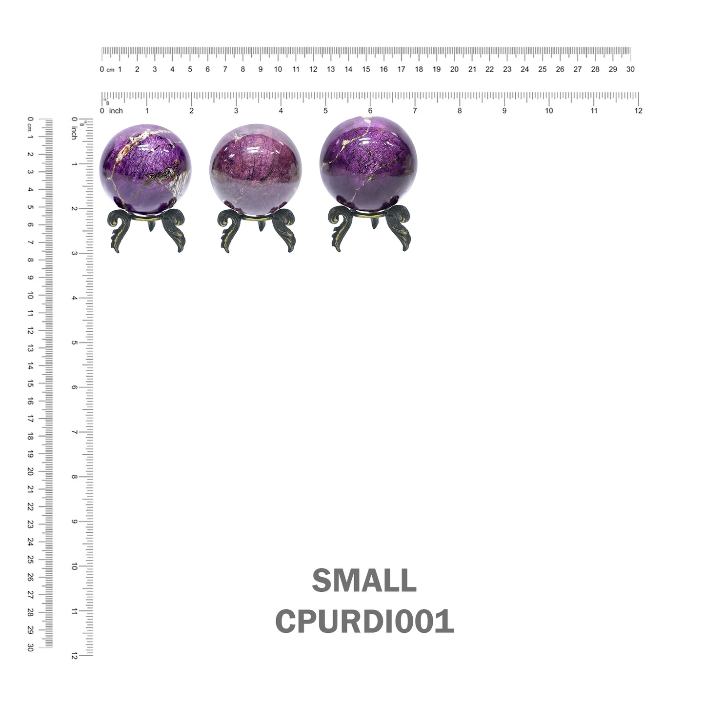 Starborn Purpurite Polished Sphere with Brass Decorative Display Stand