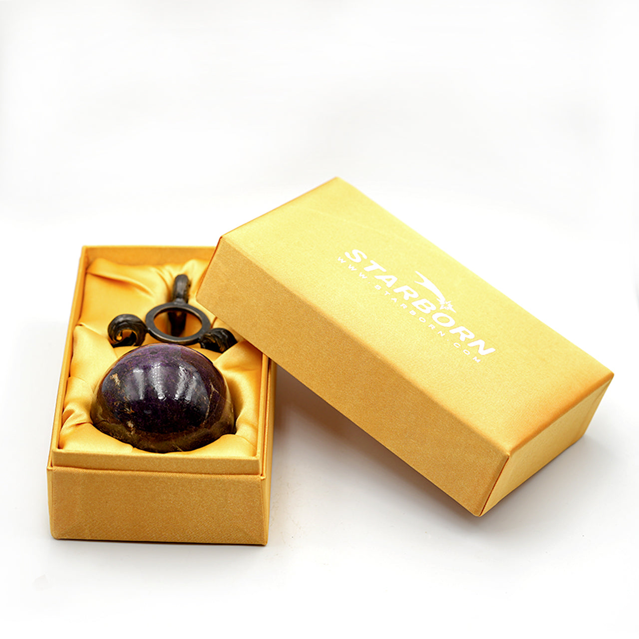 Starborn Purpurite Polished Sphere with Brass Decorative Display Stand