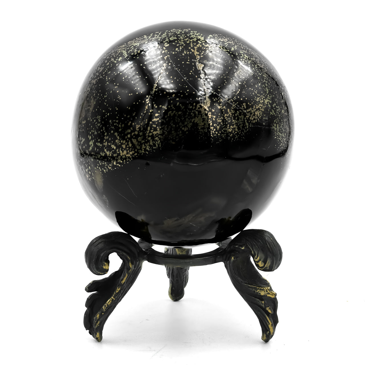 Starborn Schiefer Pyrite Display Sphere with Brass Stand