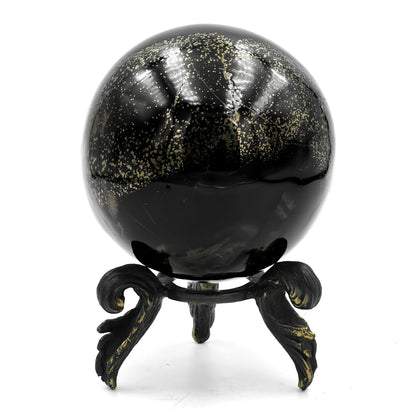 Starborn Schiefer Pyrite Display Sphere with Brass Stand