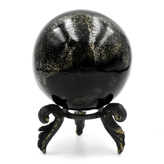 Starborn Schiefer Pyrite Display Sphere with Brass Stand