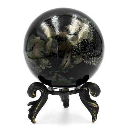 Starborn Schiefer Pyrite Display Sphere with Brass Stand