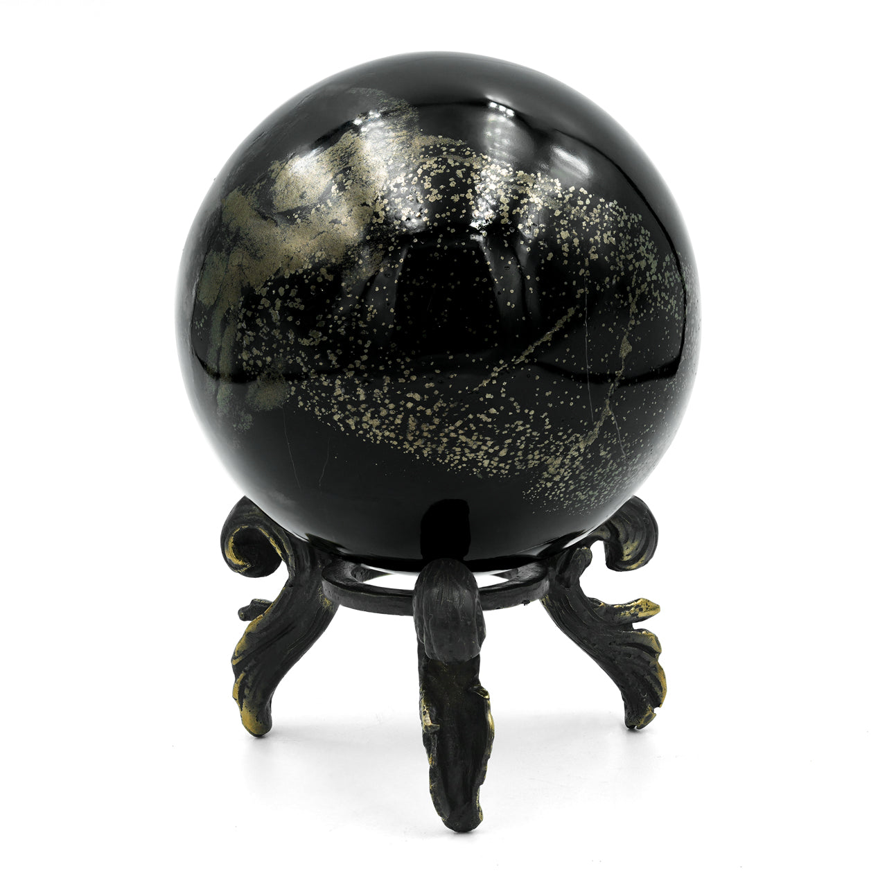 Starborn Schiefer Pyrite Display Sphere with Brass Stand
