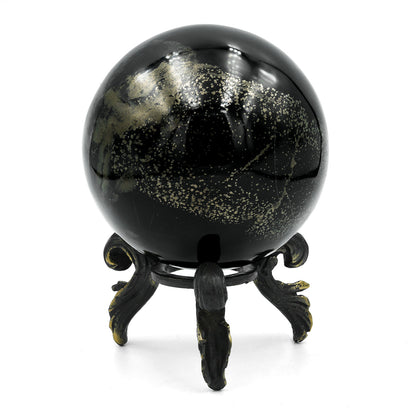 Starborn Schiefer Pyrite Display Sphere with Brass Stand