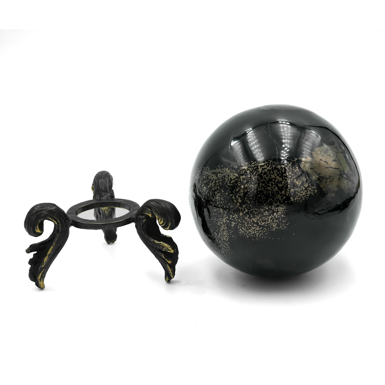 Starborn Schiefer Pyrite Display Sphere with Brass Stand