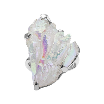 Starborn Angel Aura Quartz Crystal Ring in Sterling Silver