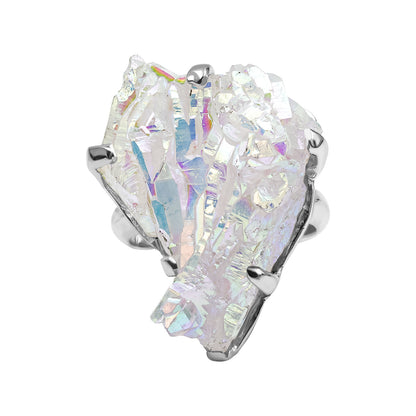 Starborn Angel Aura Quartz Crystal Ring in Sterling Silver