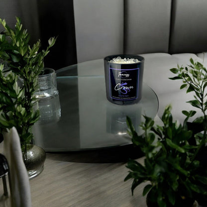 Crown Chakra Crystal Candle with Crystal Quartz | Coconut-Soy Wax Candle, 9oz