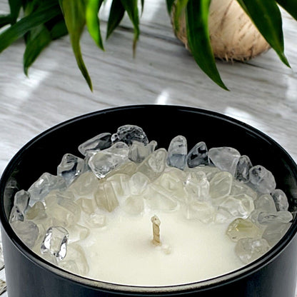 Island Zen Crystal Candle with Quartz | Coconut-Soy Wax Candle, 9oz