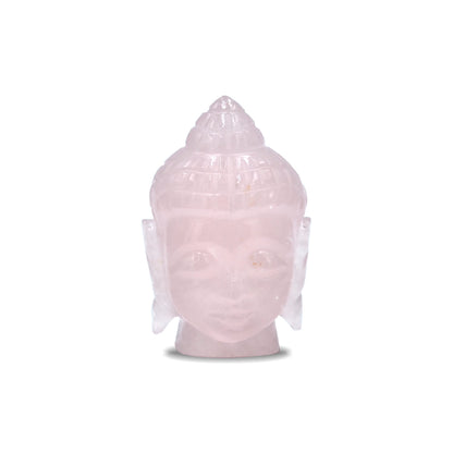 XL Hand Carved Rose Quartz Buddha Head - 1 Piece