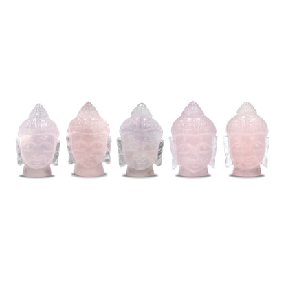 XL Hand Carved Rose Quartz Buddha Head - 1 Piece