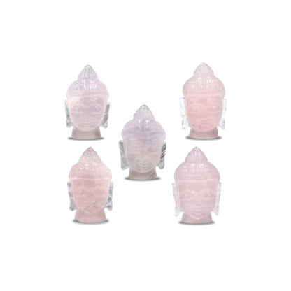 XL Hand Carved Rose Quartz Buddha Head - 1 Piece