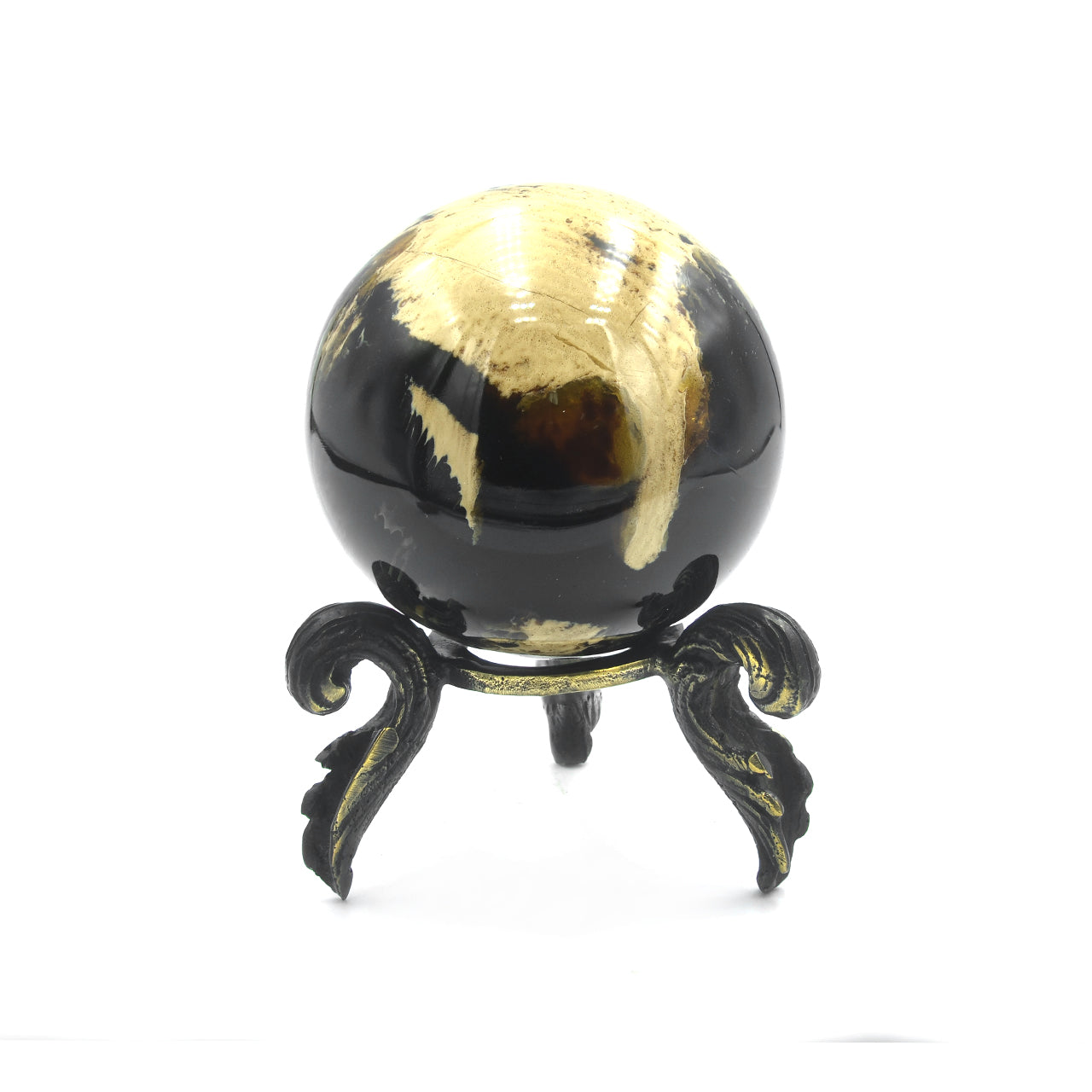 Starborn Sumatra Milk and Honey Amber Display Sphere with Brass Stand