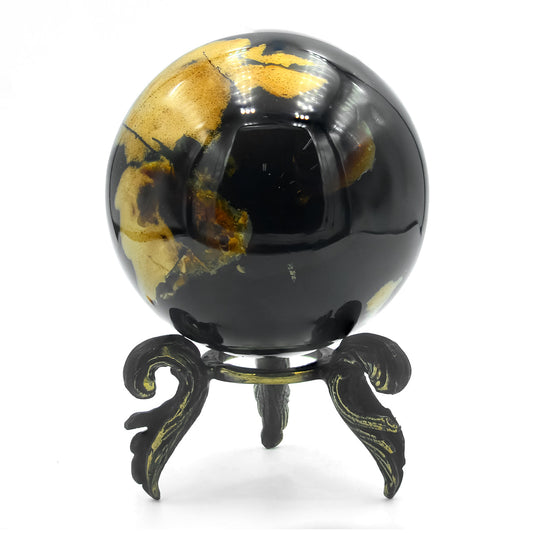 Starborn Sumatra Milk and Honey Amber Display Sphere with Brass Stand