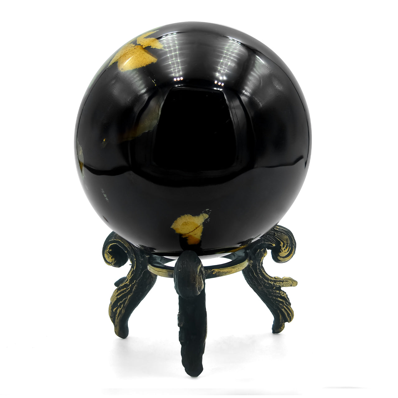 Starborn Sumatra Milk and Honey Amber Display Sphere with Brass Stand