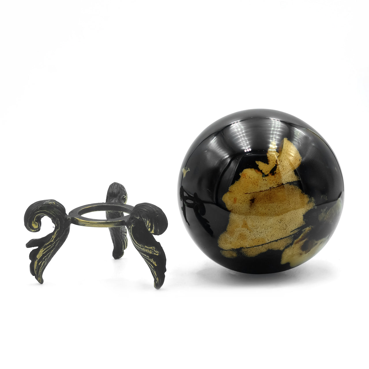 Starborn Sumatra Milk and Honey Amber Display Sphere with Brass Stand
