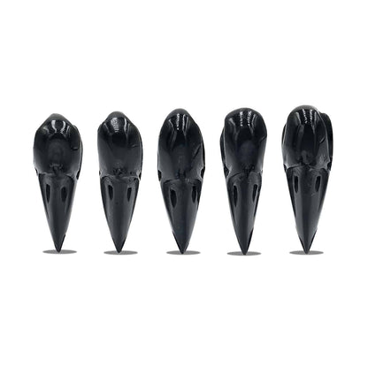 Starborn Black Tektite Hand-Carved Raven Skull 42-43mm - 1 piece