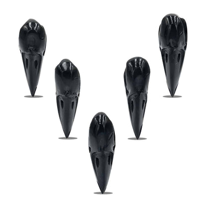 Starborn Black Tektite Hand-Carved Raven Skull 42-43mm - 1 piece
