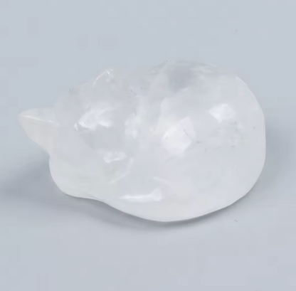 Crystal Sleeping Cat Statue