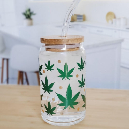 Color Changing Cannabis Leaf Glass Cup