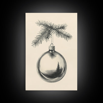 Christmas Tree Ornament Canvas Print, Retro Home Decor, Boho Christmas