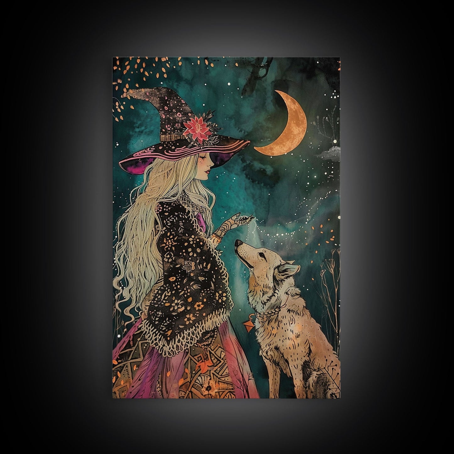 Witch and Dog - Wall Art