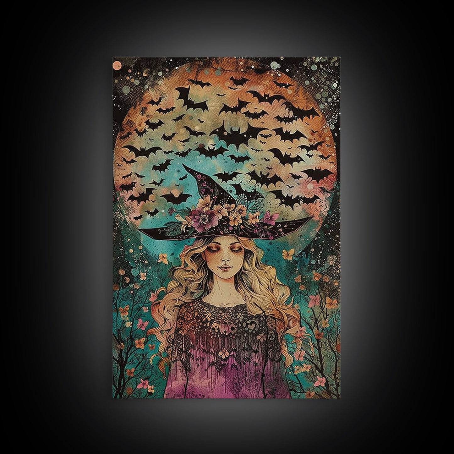 Witch with Bats  - Wall Art
