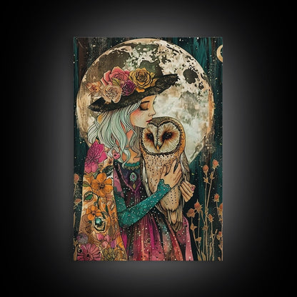 Witch Holding Owl wall art