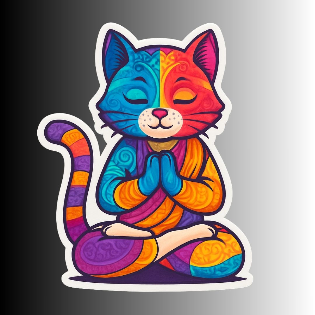 Colorful Buddha Cat Sticker