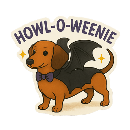 Funny Spooky Dog Halloween Sticker "Howl-O-Weenie"