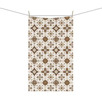 Set of 2 brown talavera tiles tea towels for Hispanic, Latin and Mexican kitchen decor. Brown Talavera Kitchen towel