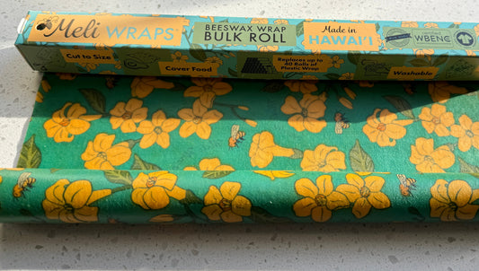 BULK ROLL Beeswax Wrap - Puakenikeni & Bee Print